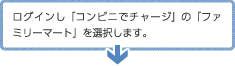 ログインし「コンビニでチャージ」の「ファミリーマート」を選択します。
